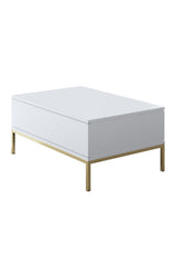 Rectangular Coffee Table White Lord 90x60 - Gold Frame