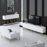 Furniture Set White Lord - Coffee Table + TV Cabinet + Sideboard - Gold Frame