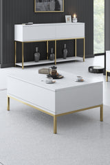 Furniture Set White Lord - Coffee Table + TV Cabinet + Sideboard - Gold Frame