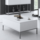 Rectangular Coffee Table White Lord 90x60 - Silver Frame