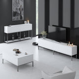 White Lord Furniture Set - Coffee Table + TV Furniture + Sideboard - Silver Frame 