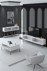 White Lord Furniture Set - Coffee Table + TV Furniture + Sideboard - Silver Frame 