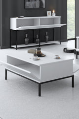 Rectangular Coffee Table White Lord 90x60 - Black Frame