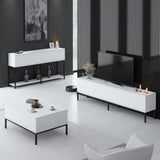 Furniture Set White Lord - Coffee Table + TV Cabinet + Sideboard - Black Frame
