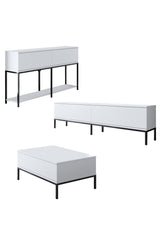 Furniture Set White Lord - Coffee Table + TV Cabinet + Sideboard - Black Frame