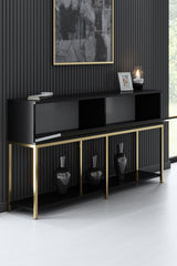 Modern Dresser Black Lord 150x30x80 - Golden Frame - Two Compartments