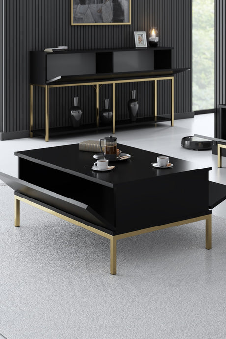 Rectangular Coffee Table Black Lord 90x60 - Gold Frame