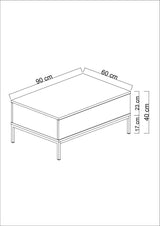 Rectangular Coffee Table Black Lord 90x60 - Gold Frame