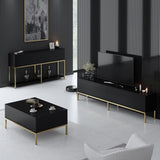 Furniture Set Black Lord - Coffee Table + TV Cabinet + Dresser - Golden Frame