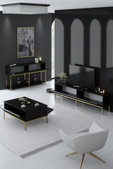 Furniture Set Black Lord - Coffee Table + TV Cabinet + Dresser - Golden Frame
