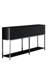 Modern Sideboard Black Lord 150x30x80 - Silver Frame - Two Compartments