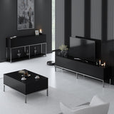 Furniture Set Black Lord - Coffee Table + TV Cabinet + Sideboard - Silver Frame