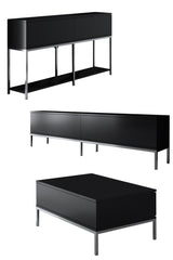 Furniture Set Black Lord - Coffee Table + TV Cabinet + Sideboard - Silver Frame