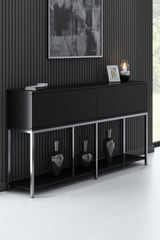 Furniture Set Black Lord - Coffee Table + TV Cabinet + Sideboard - Silver Frame