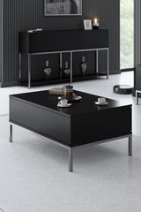 Furniture Set Black Lord - Coffee Table + TV Cabinet + Sideboard - Silver Frame