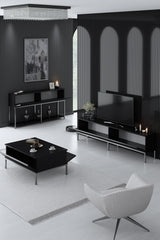 Furniture Set Black Lord - Coffee Table + TV Cabinet + Sideboard - Silver Frame