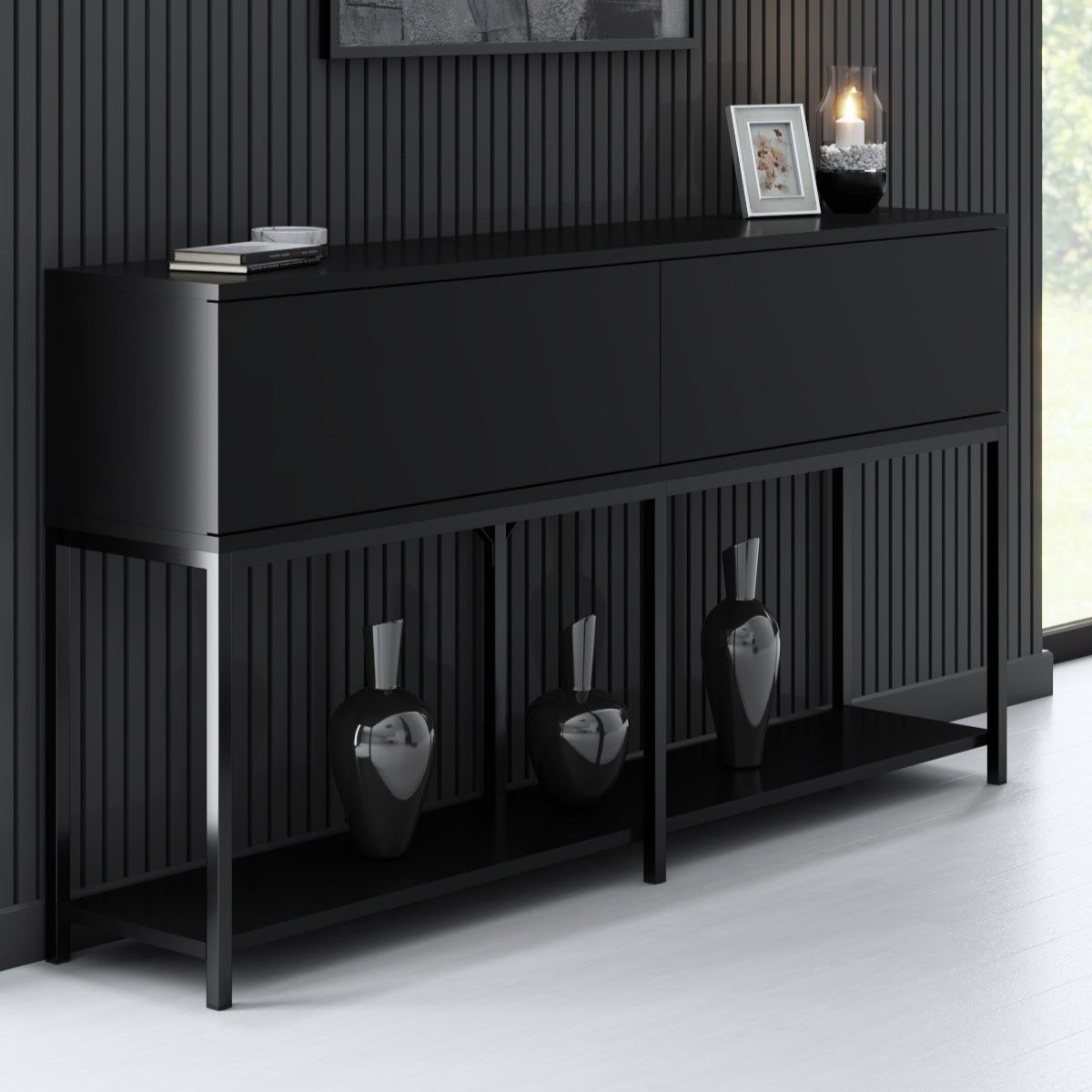 Modern Dresser Black Lord 150x30x80 - Two Compartments