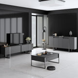 Furniture Set Anthracite Luxe - Coffee Table + TV Cabinet + Dresser - Silver Frame