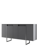 Furniture Set Anthracite Luxe - Coffee Table + TV Cabinet + Dresser - Silver Frame