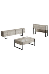 Meubelsets - Meubelset Travertin Luxe - Salontafel + TV Meubel + Dressoir Luxe - Zwart Frame - Dimehouse