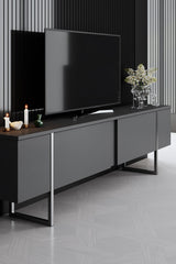 TV Cabinet Anthracite Luxe 180x50x30 - Silver Frame