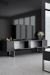TV Cabinet Anthracite Luxe 180x50x30 - Silver Frame