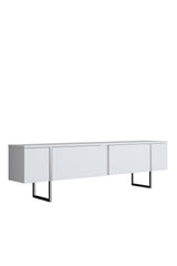 TV Cabinet White Luxury 180x50x30 - Silver Frame