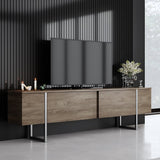 TV Cabinet Walnut Luxury 180x50x30 - Silver Frame