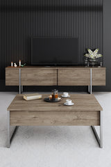 TV Cabinet Walnut Luxury 180x50x30 - Silver Frame