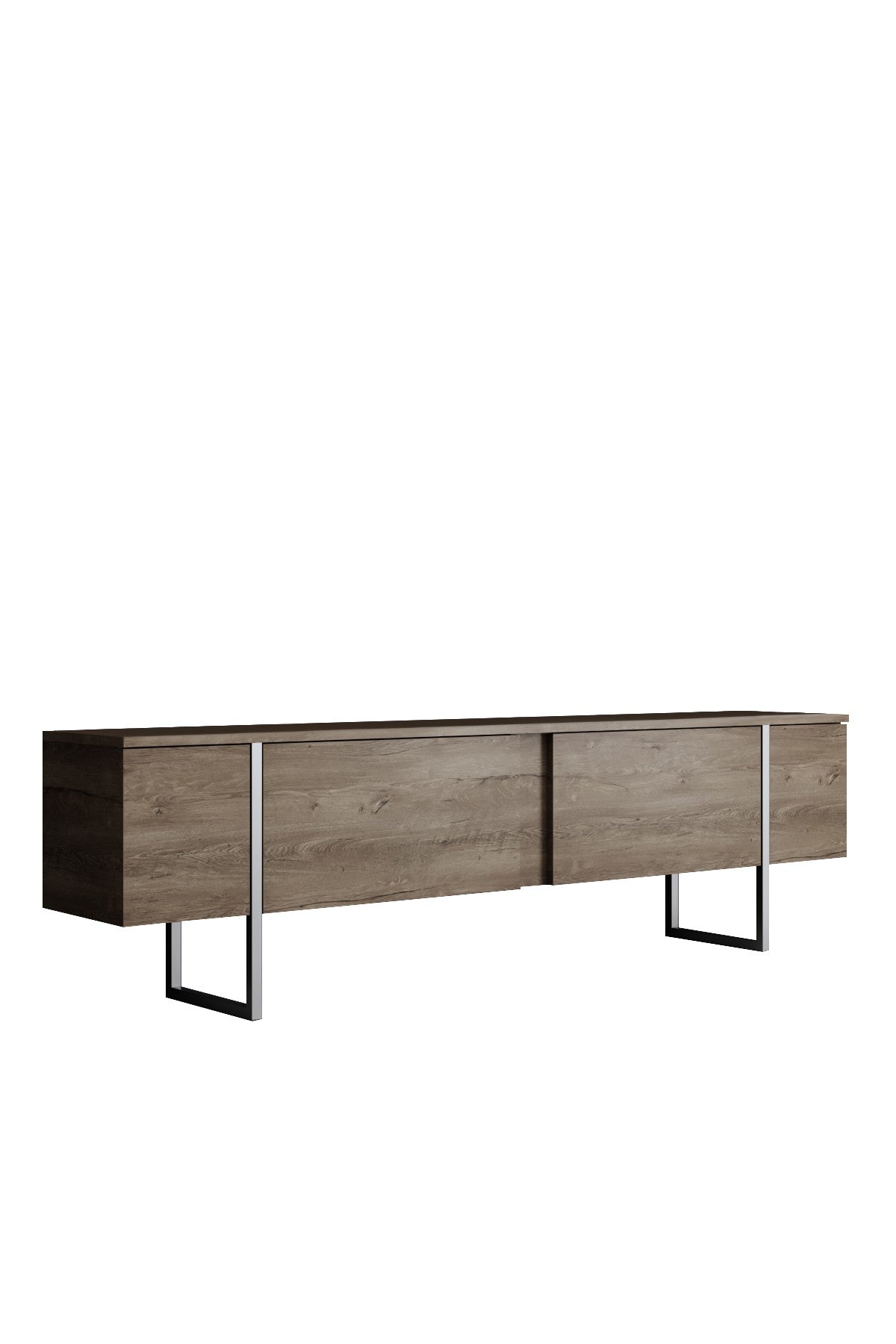 TV Cabinet Walnut Luxury 180x50x30 - Silver Frame
