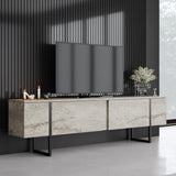 TV Cabinet Travertine Luxe 180x50x30 - Black Frame