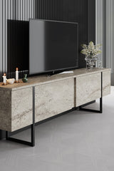 TV Cabinet Travertine Luxe 180x50x30 - Black Frame