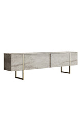 TV cabinet Travertine Luxe 180x50x30 - Gold frame