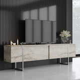 TV cabinet Travertine Luxe 180x50x30 - Silver frame