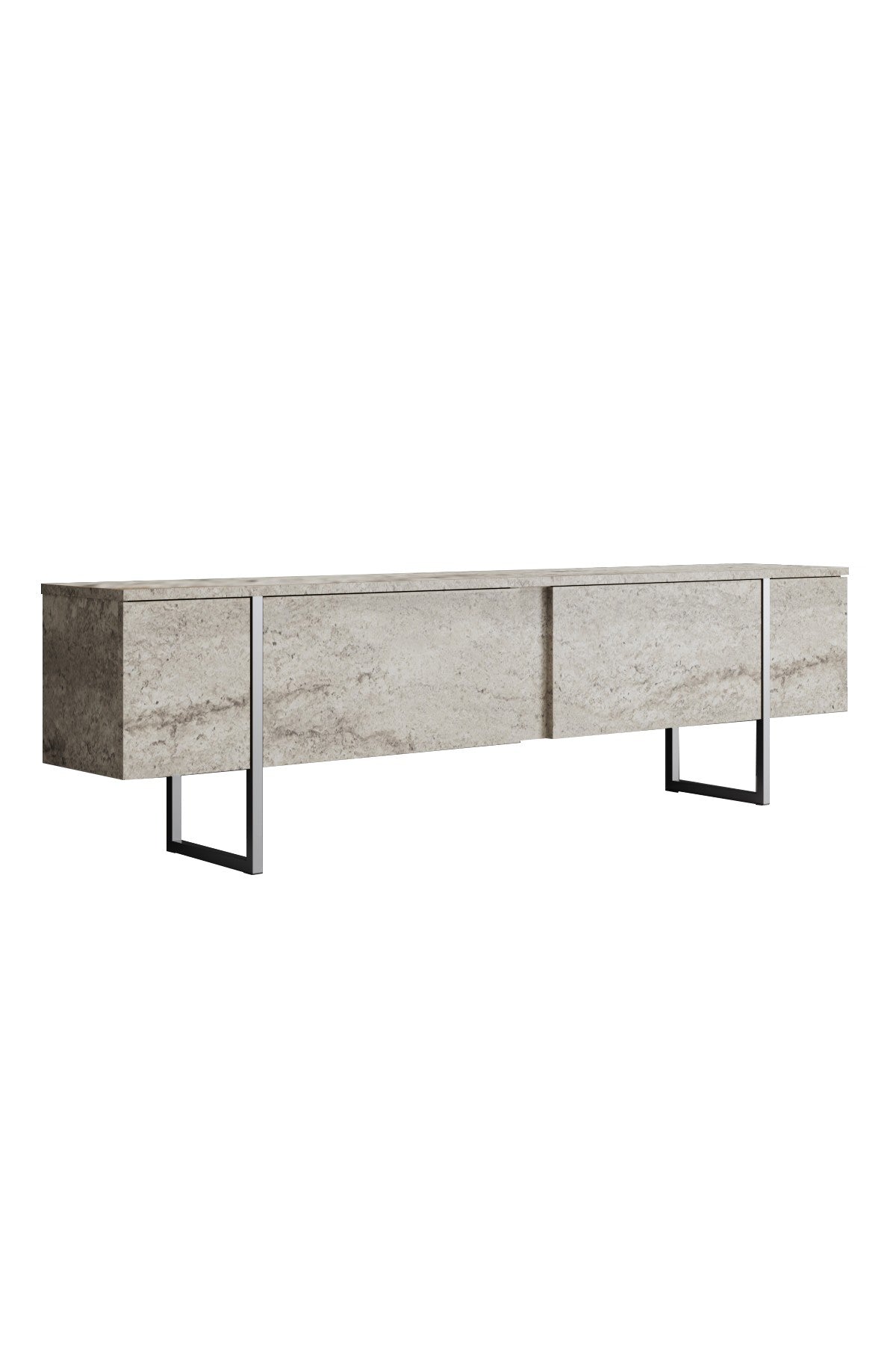TV cabinet Travertine Luxe 180x50x30 - Silver frame