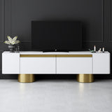 TV cabinet White Bohem 180x50x30 - Golden frame