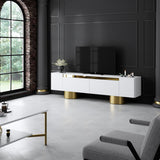 TV cabinet White Bohem 180x50x30 - Golden frame