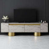 TV cabinet Travertine Bohem 180x50x30 - Golden frame