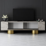 TV cabinet Travertine Bohem 180x50x30 - Golden frame
