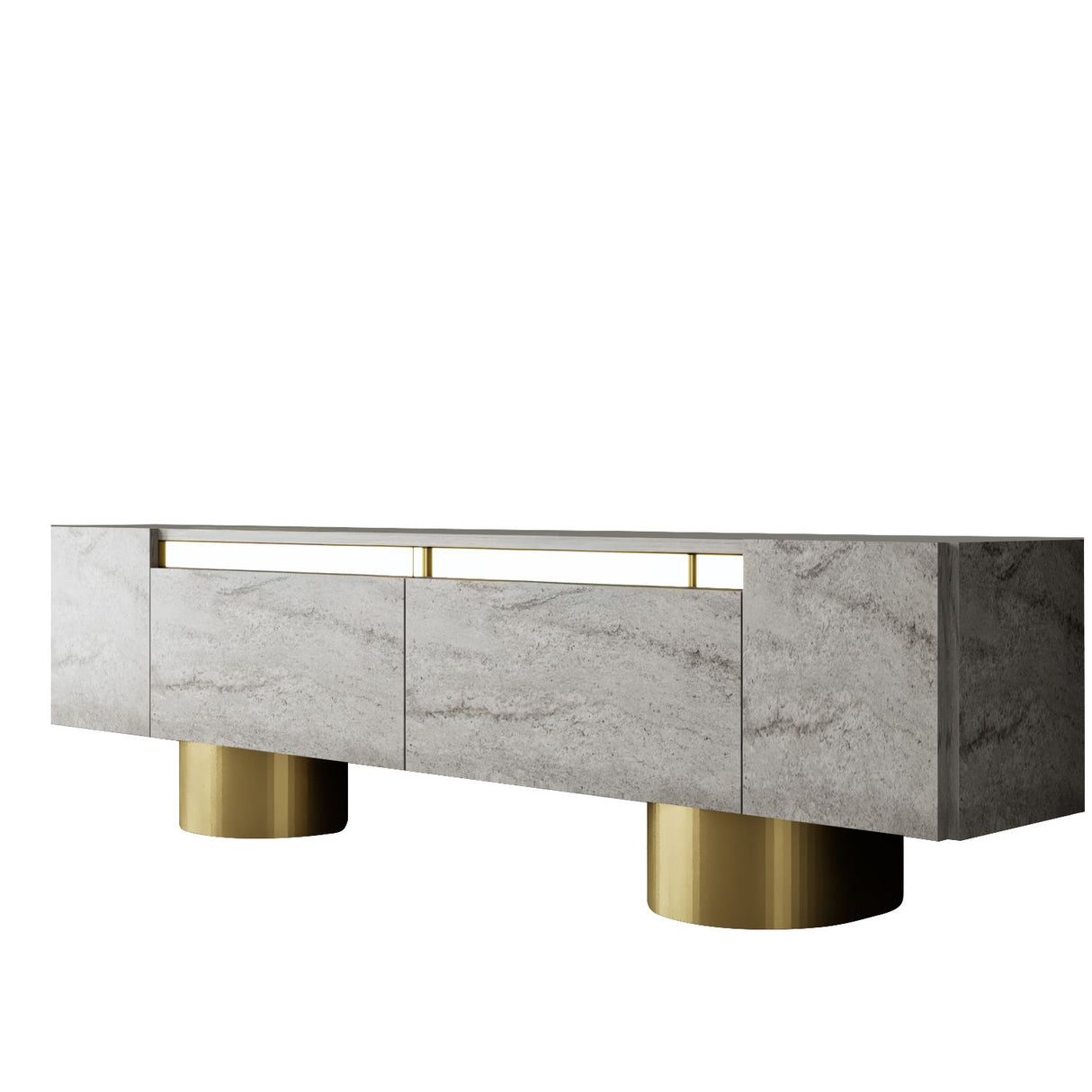 TV cabinet Travertine Bohem 180x50x30 - Golden frame