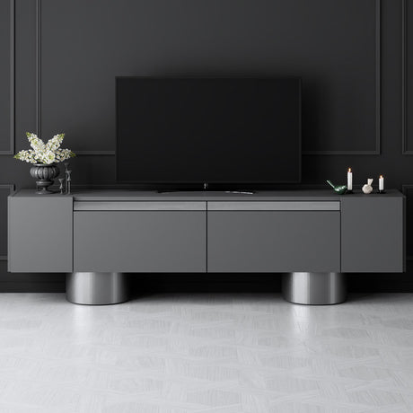 TV cabinet Anthracite Bohem 180x50x30 - Silver frame