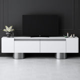 TV cabinet White Bohem 180x50x30 - Silver frame