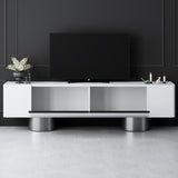 TV cabinet White Bohem 180x50x30 - Silver frame