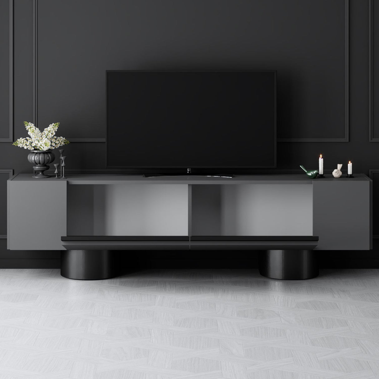 TV Furniture Anthracite Bohem 180x50x30 - Black Frame