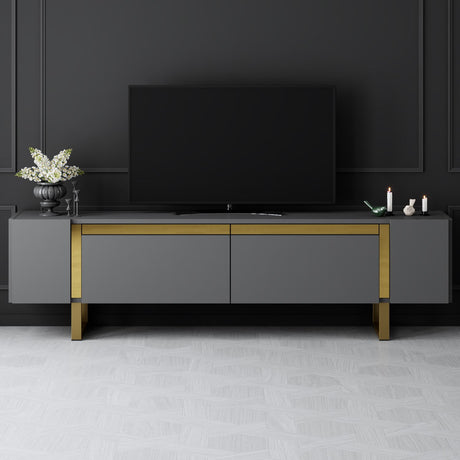 TV Cabinet Anthracite Yildiz 180x50x30 - Golden Frame