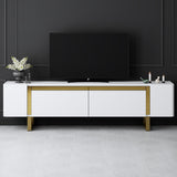TV Cabinet White Yildiz 180x50x30 - Gold Frame