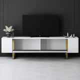 TV Cabinet White Yildiz 180x50x30 - Gold Frame
