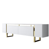 TV Cabinet White Yildiz 180x50x30 - Gold Frame