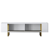 TV Cabinet White Yildiz 180x50x30 - Gold Frame