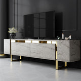 TV Cabinet Travertine Yildiz 180x50x30 - Gold Frame